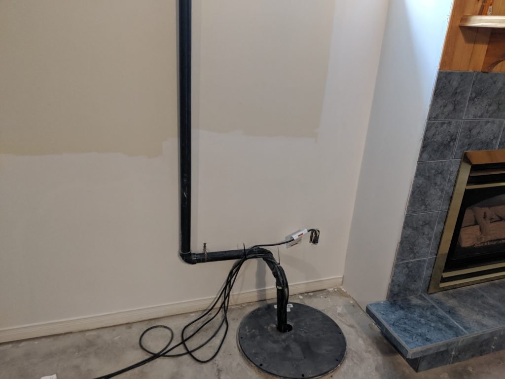 Drywall fixed and primed after basement leak