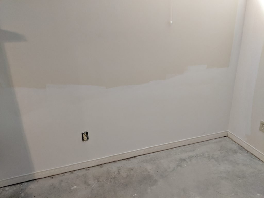 Drywall fixed after basement leak